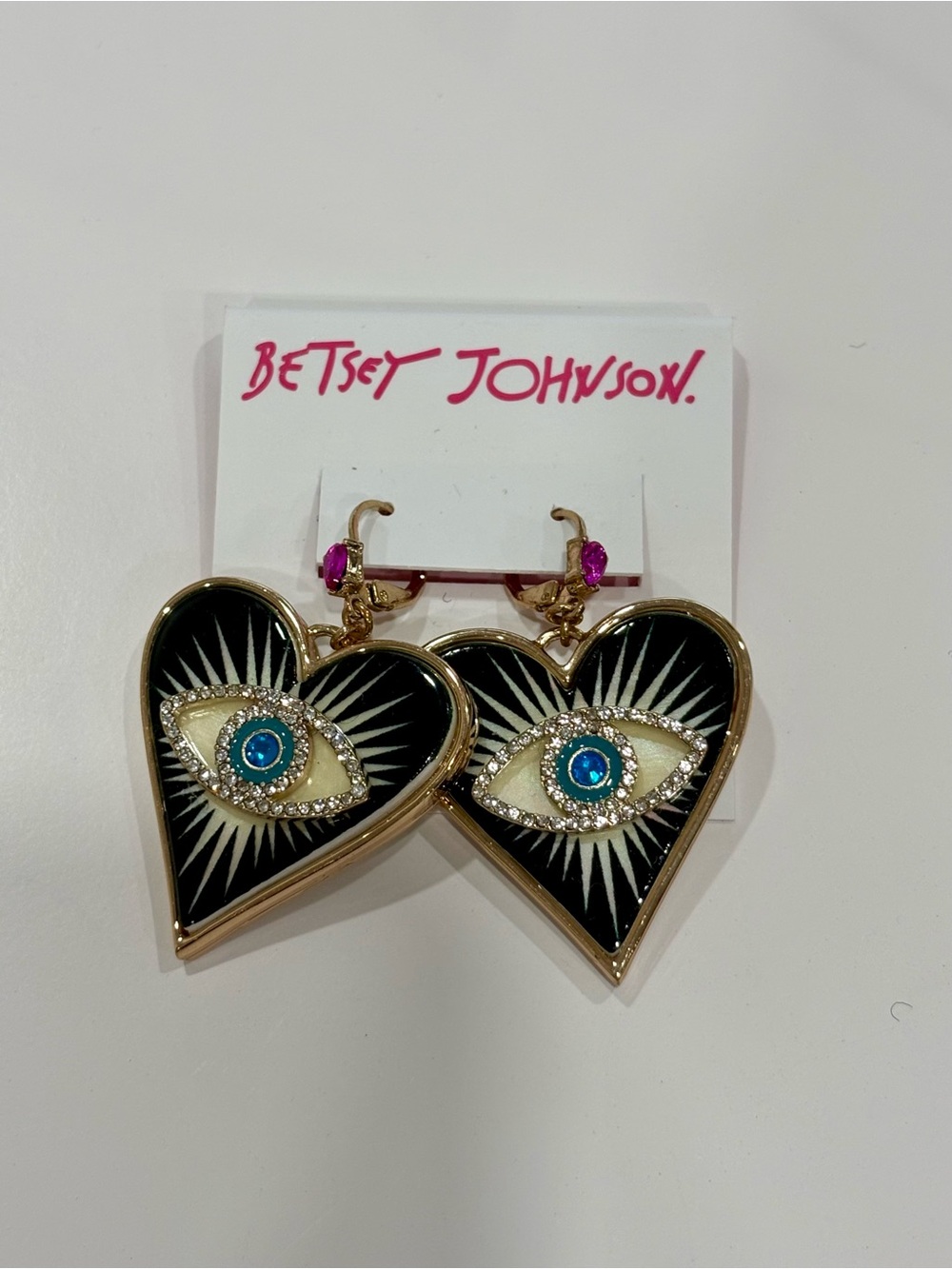 Betsey Johnson Black Heart 'Evil Eye' Drop Earrings